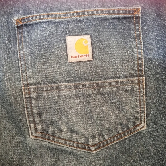 Carhartt Big Mens Denim Relaxed Fit Jean in Color Bay BD5119-M Size 48 x 32 EUC - Picture 8 of 15